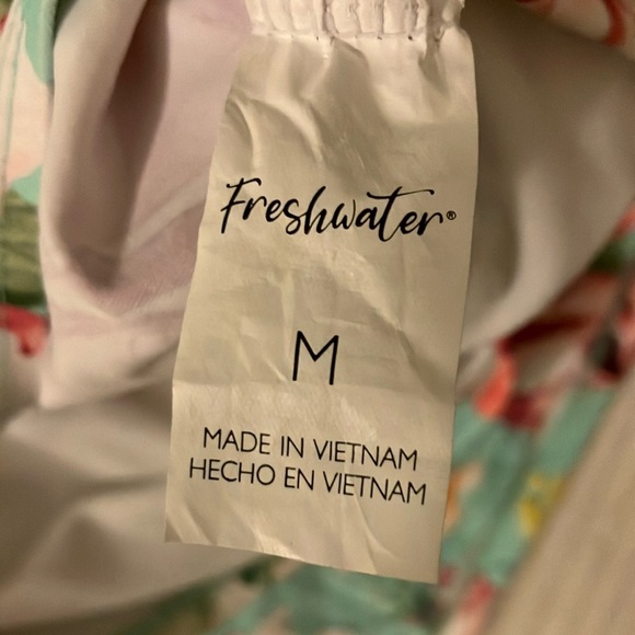 Size medium Blue and Green Floral Halter Sleeveless Tank swim bathing suit Top - Picture 3 of 10